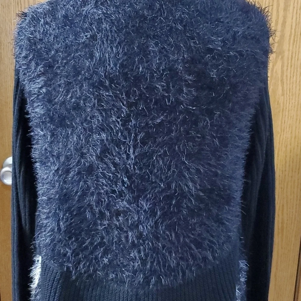 Milano wool blend eyelash fringe open front waterfall cardigan SHARP